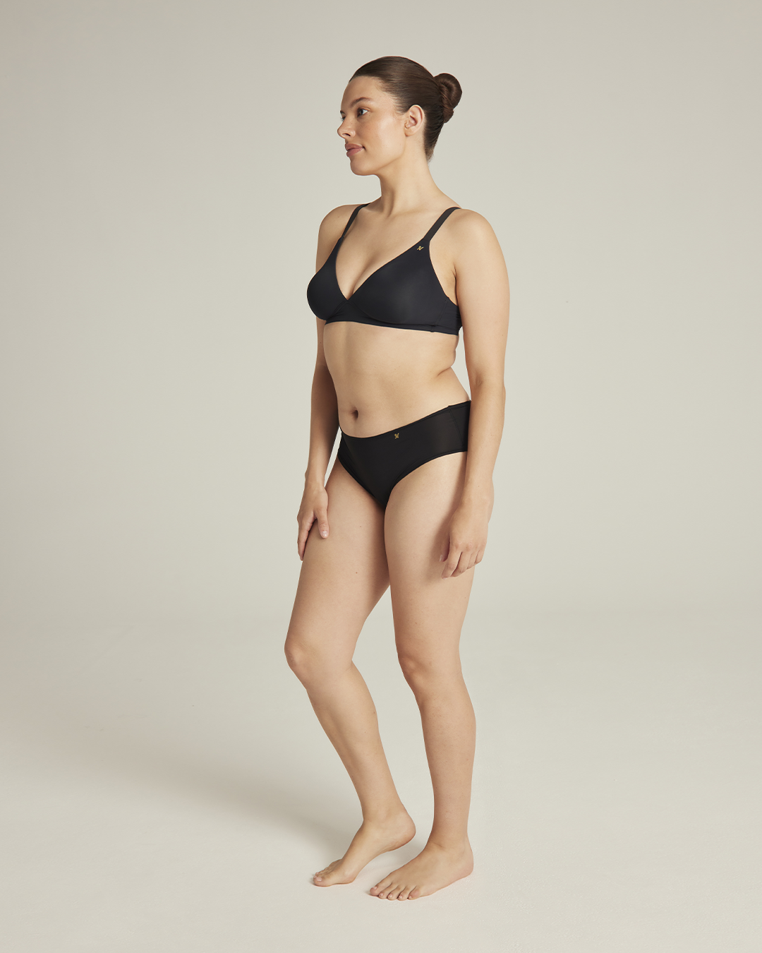 Mid Rise Bikini Brief Bundle 3 Pack / Black & Beige