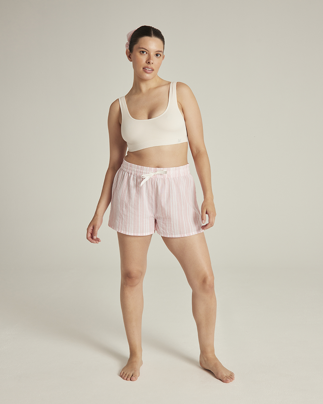 Boxer classique à rayures roses