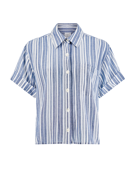 Short Sleeve Shirt / Navy Stripe