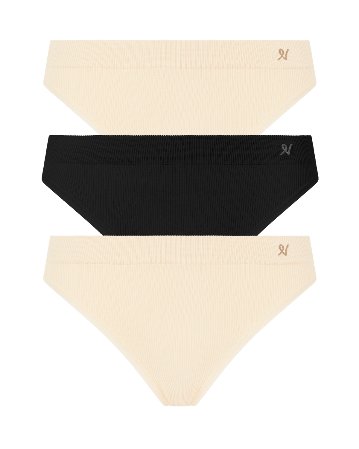 Confezione da 3 slip / Nero e Beige