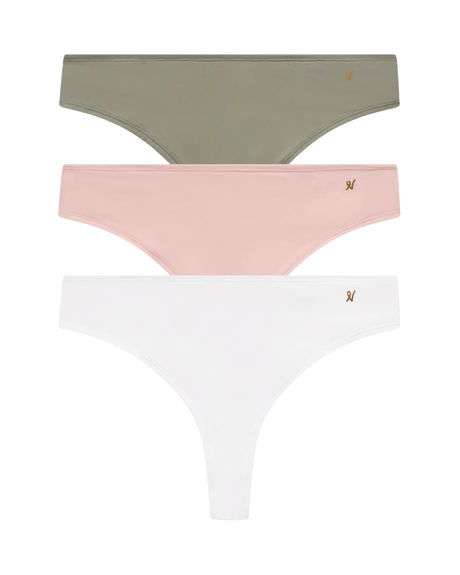 Stretch Dipped Thong Bundle 3 Pack/ Sage, Pink & White