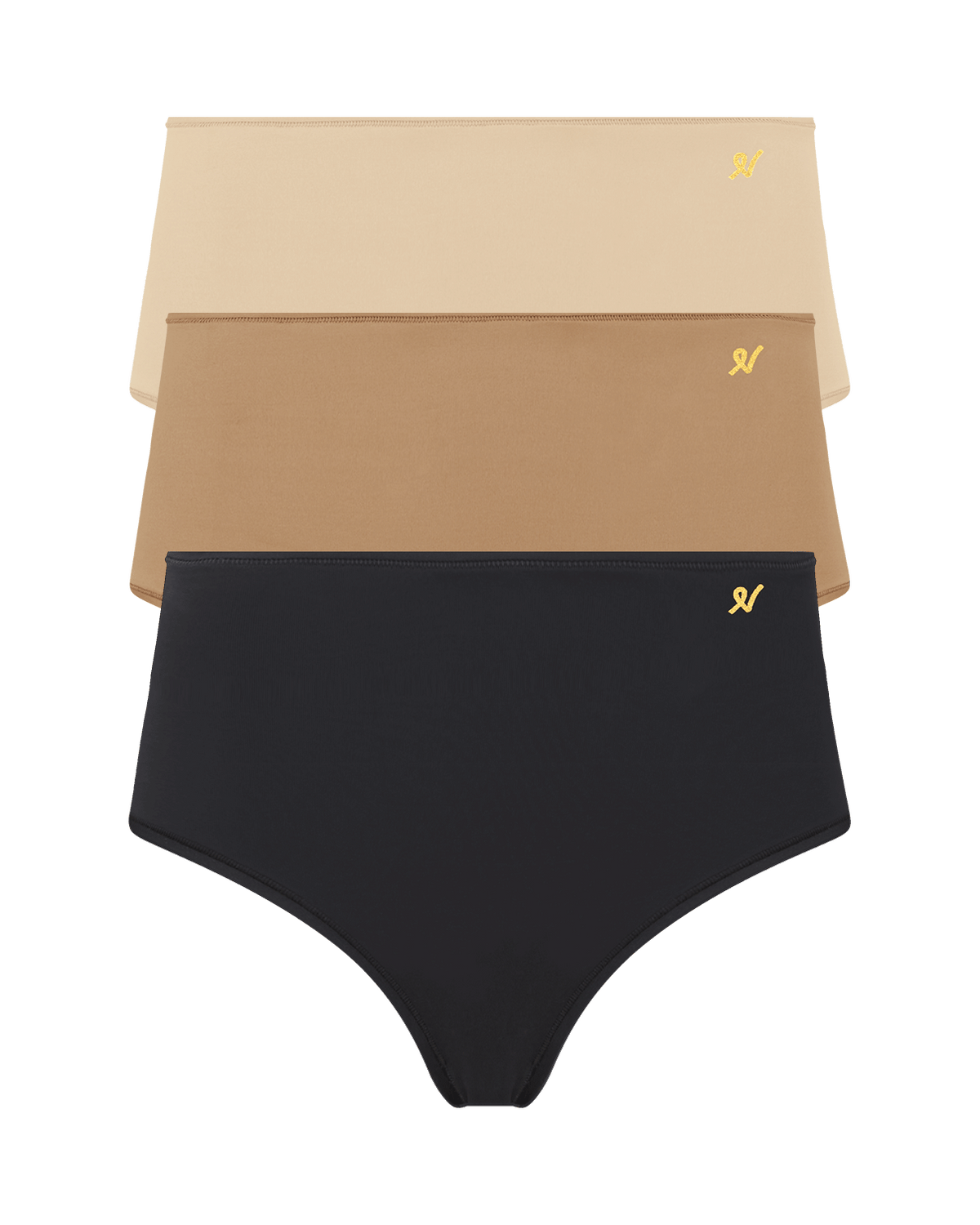 Confezione da 3 slip a vita alta / Nero e beige