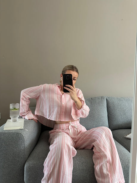 Camicia corta / Righe rosa