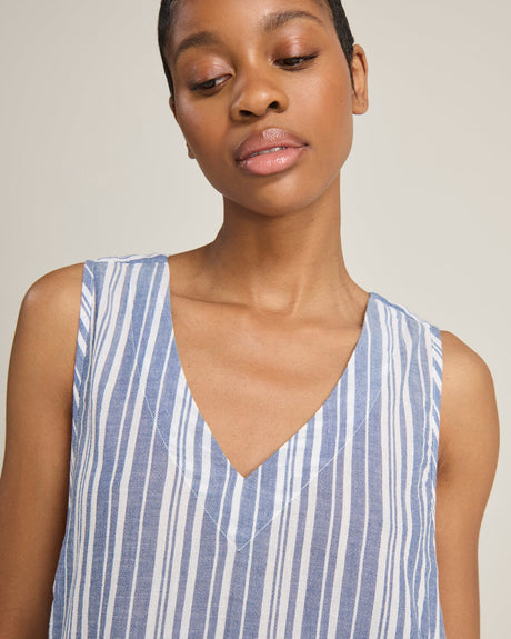 Abito con scollo a V / a righe blu navy
