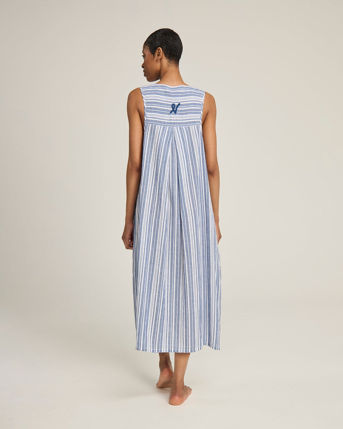 Abito con scollo a V / a righe blu navy