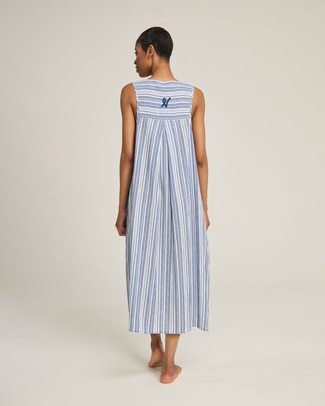Abito con scollo a V / a righe blu navy
