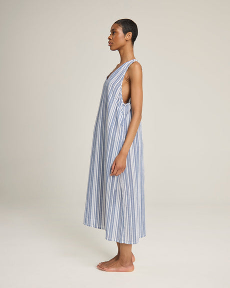 Abito con scollo a V / a righe blu navy