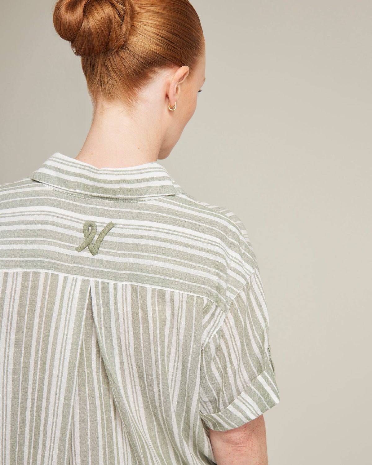 Short Sleeve Shirt / Sage Stripe