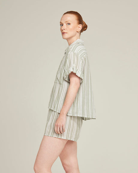 Short Sleeve Shirt / Sage Stripe