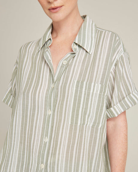 Short Sleeve Shirt / Sage Stripe
