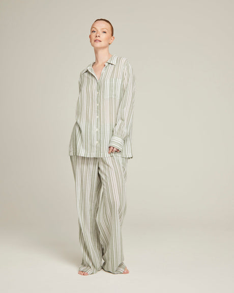 Midi Shirt / Sage Stripe