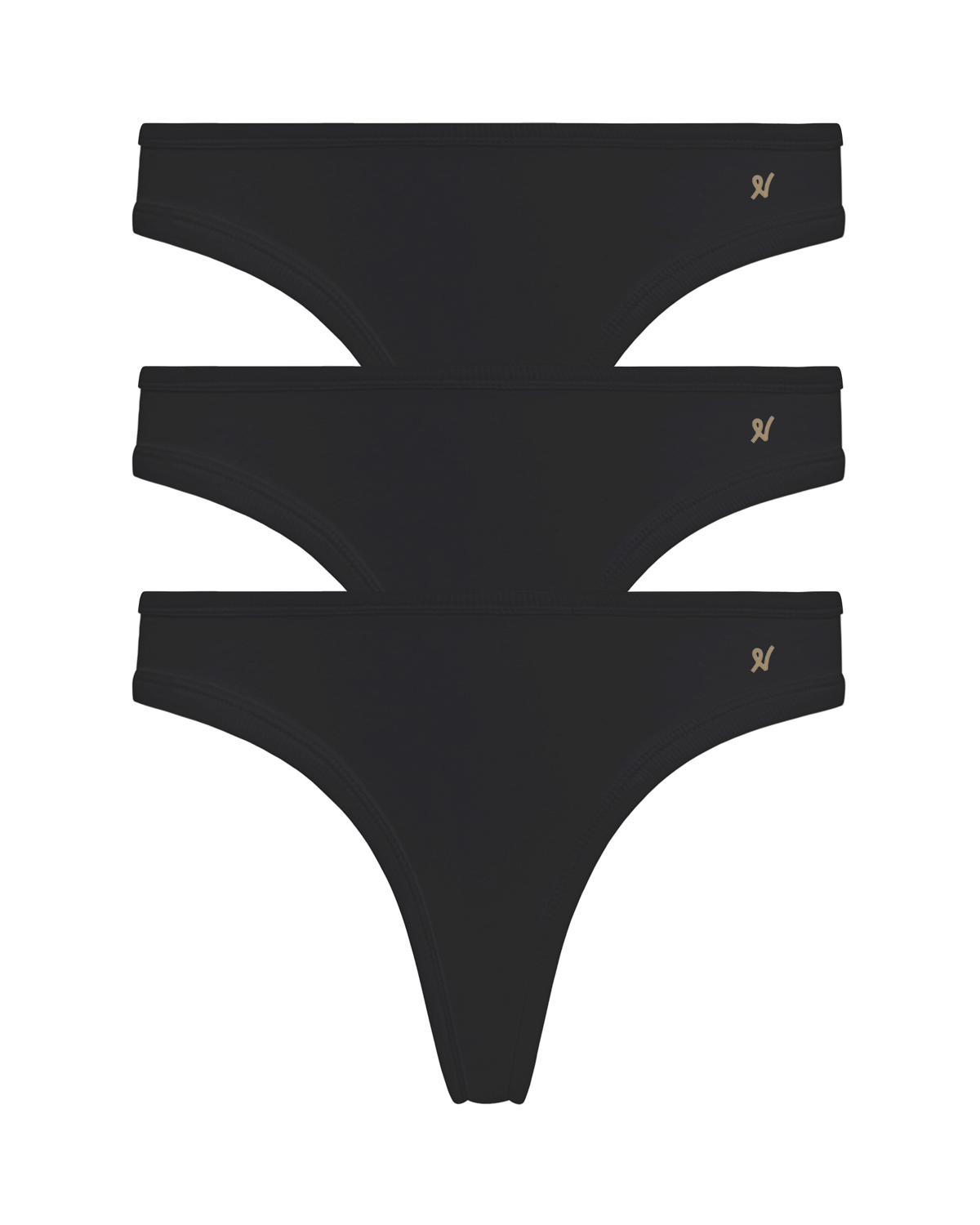 Dipped Thong 3 Pack / Black