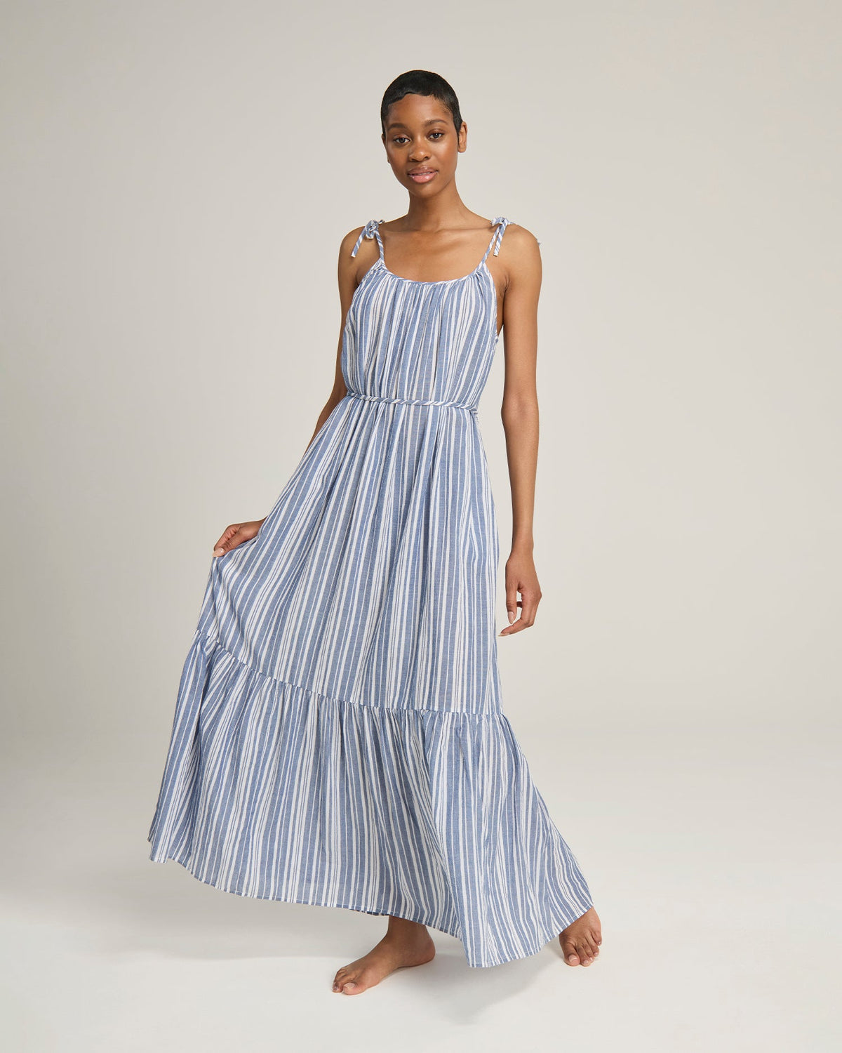 Abito a trapezio / a righe blu navy