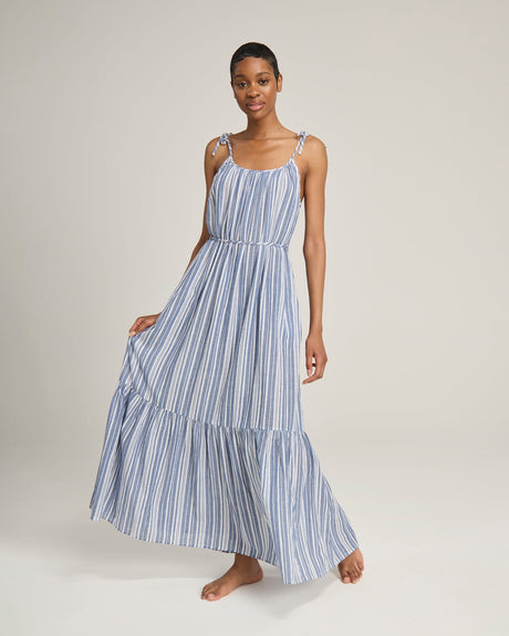 Abito a trapezio / a righe blu navy