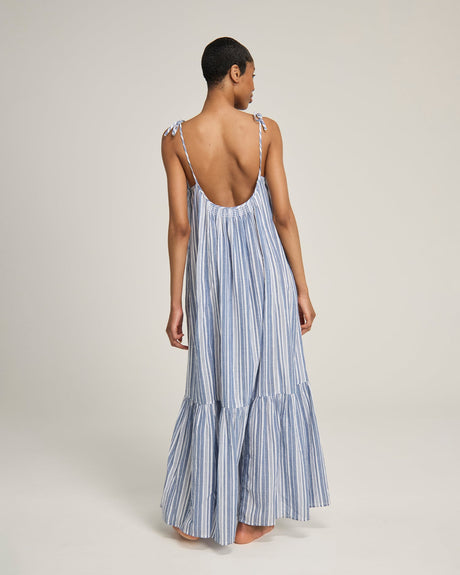 Abito a trapezio / a righe blu navy