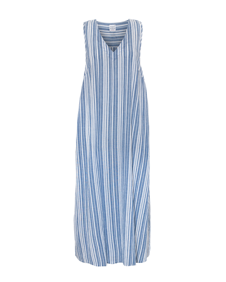 Abito con scollo a V / a righe blu navy