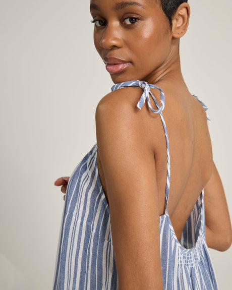 Abito a trapezio / a righe blu navy