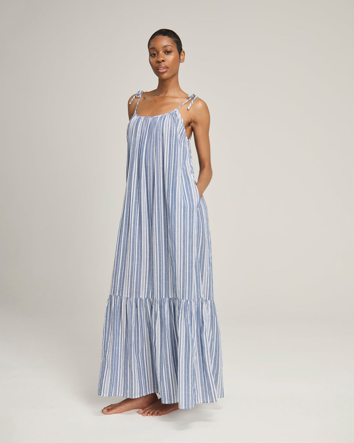 Abito a trapezio / a righe blu navy
