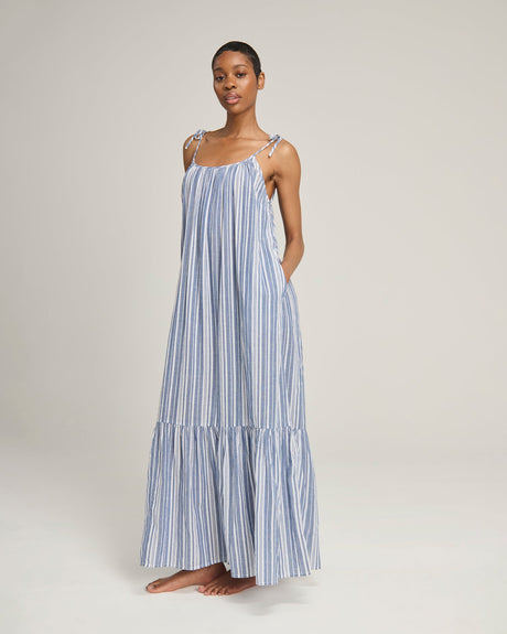 Abito a trapezio / a righe blu navy