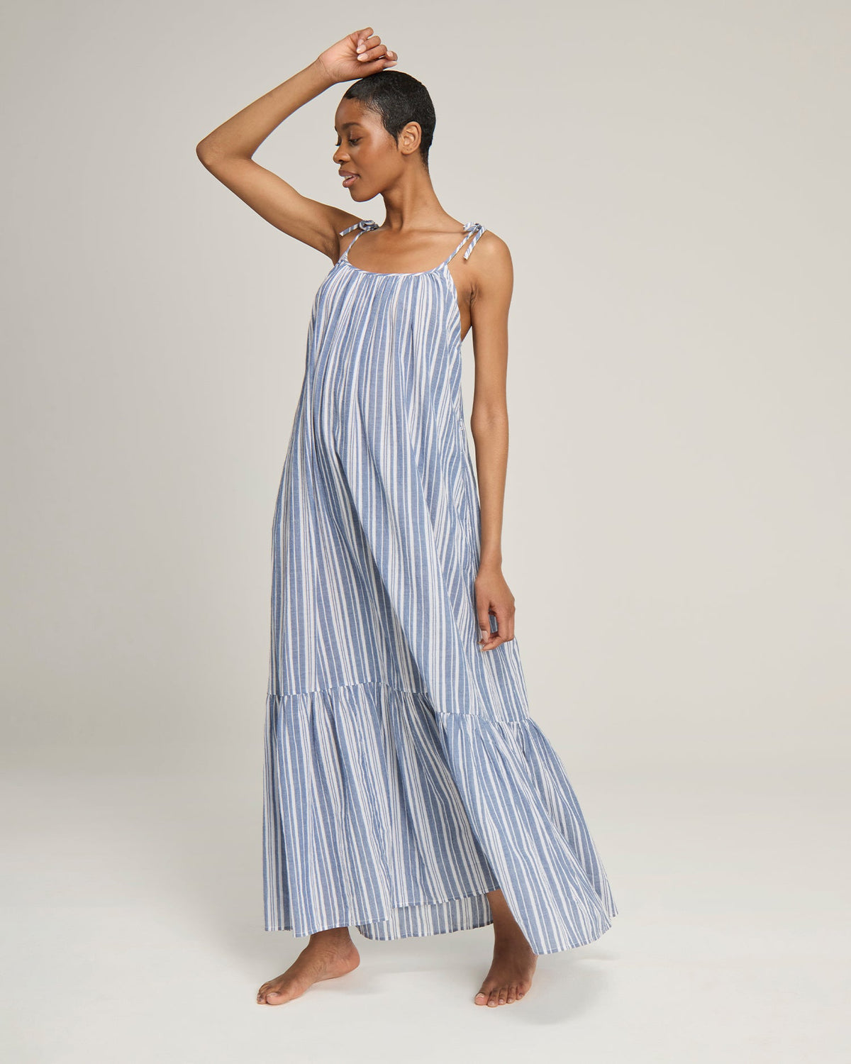 Abito a trapezio / a righe blu navy