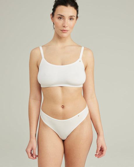 Stretch Dipped Thong / White