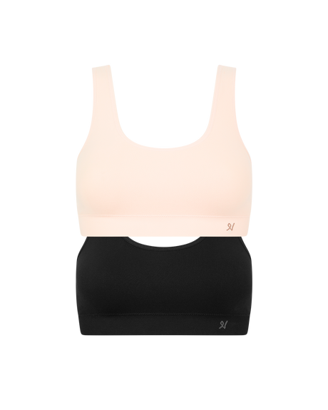 Crop Top 2 Pack / Black & Beige