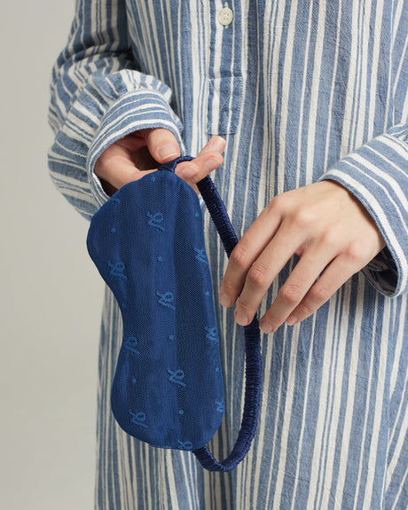 Silk Sleep Mask / Navy Stipe