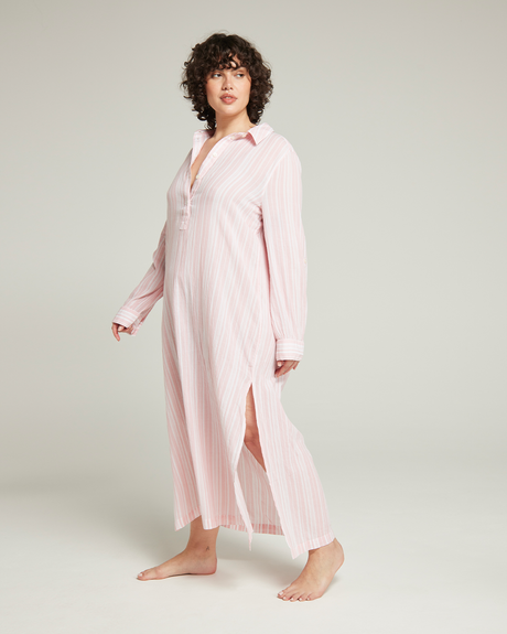 Maxi camicia / a righe rosa