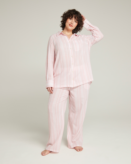 Camicia midi / Righe rosa