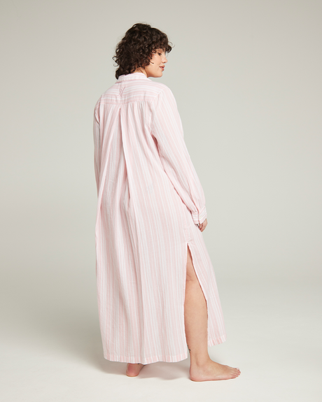 Maxi camicia / a righe rosa
