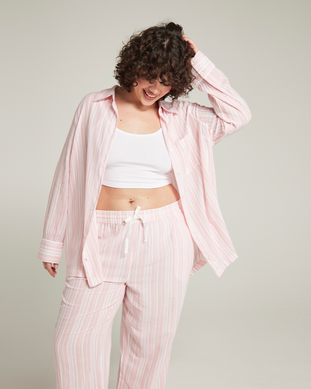 Midi Shirt / Pink Stripe