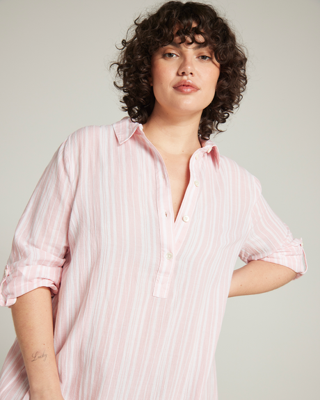 Maxi camicia / a righe rosa