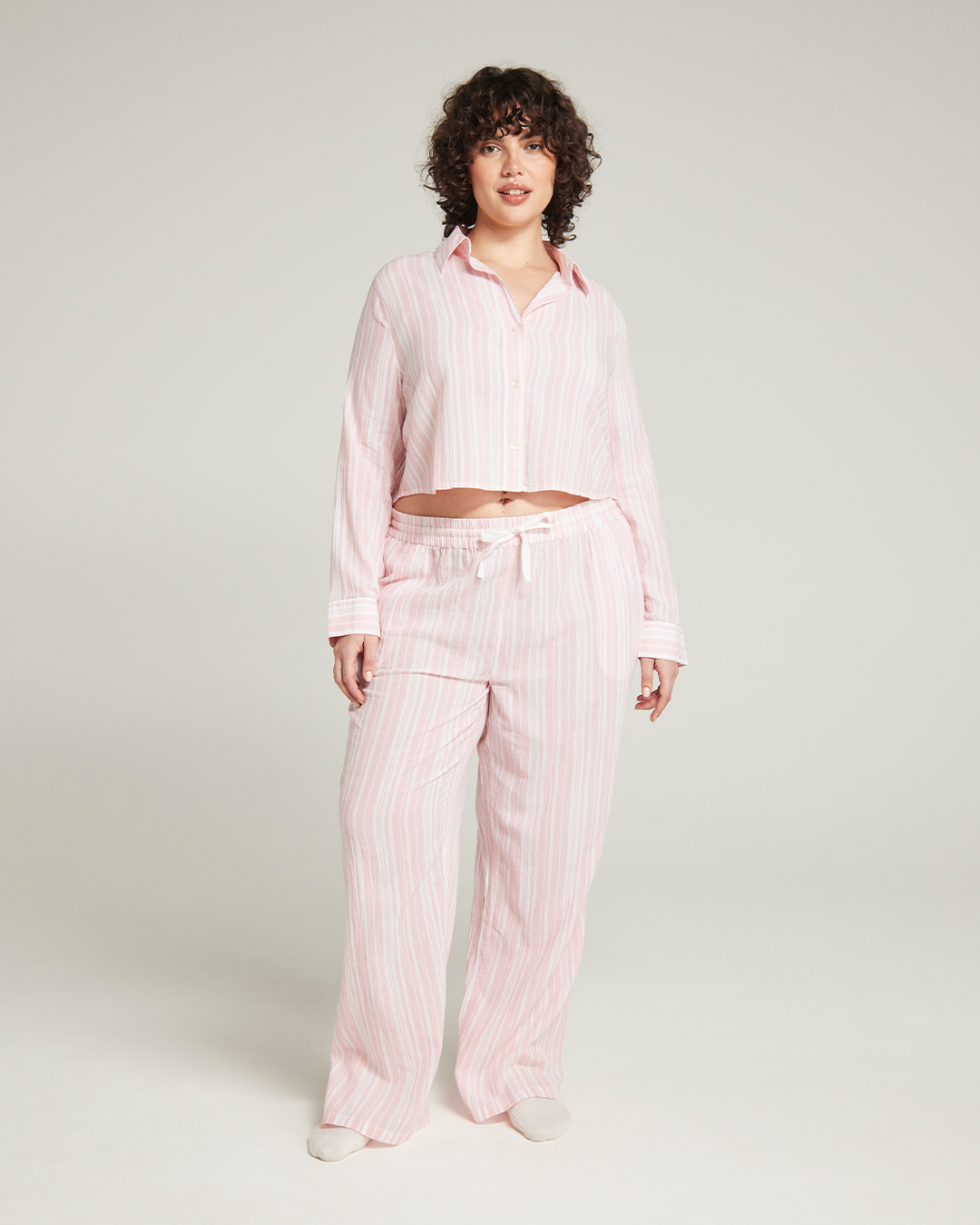 Camicia corta / Righe rosa