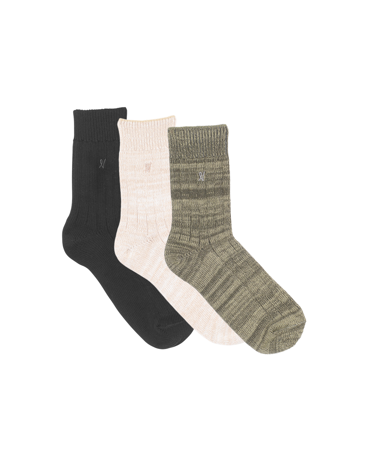 Socks 3 Pack / Black/Oatmeal/Sage