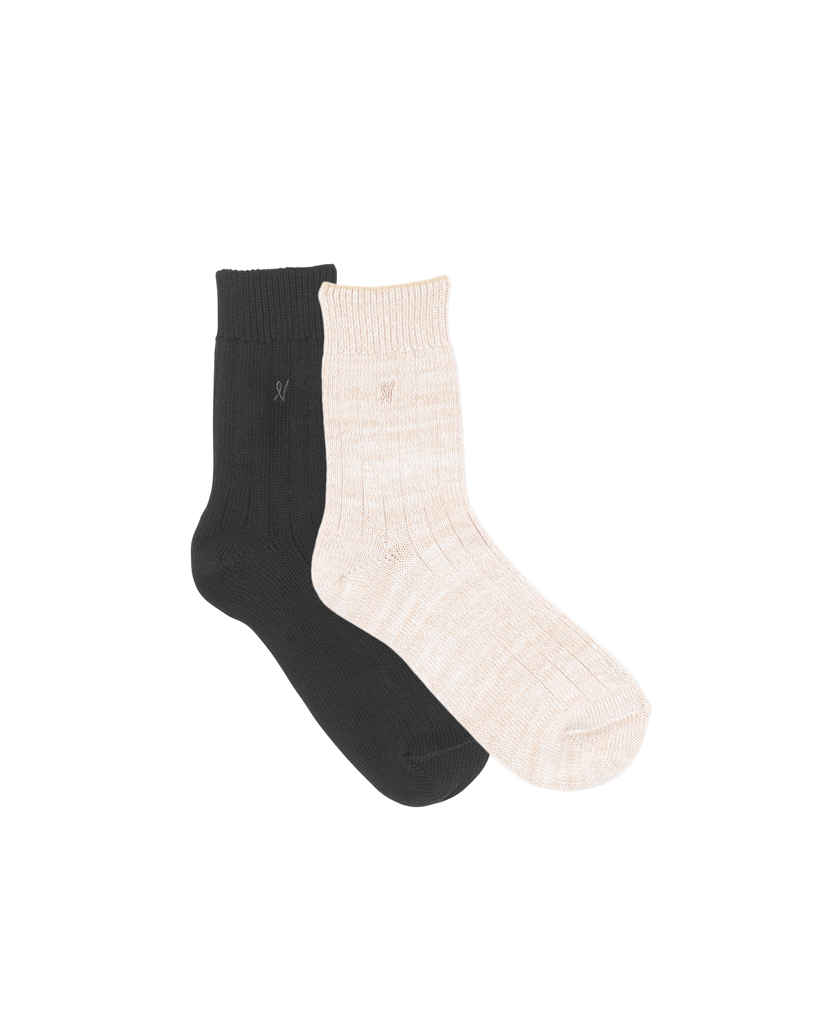 Socks 2 Pack / Black & Beige