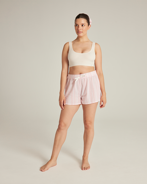 Boxer classique à rayures roses