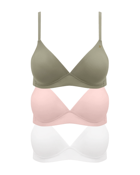 Easy Bralette Bundle 3 Pack / Sage, Pink & White