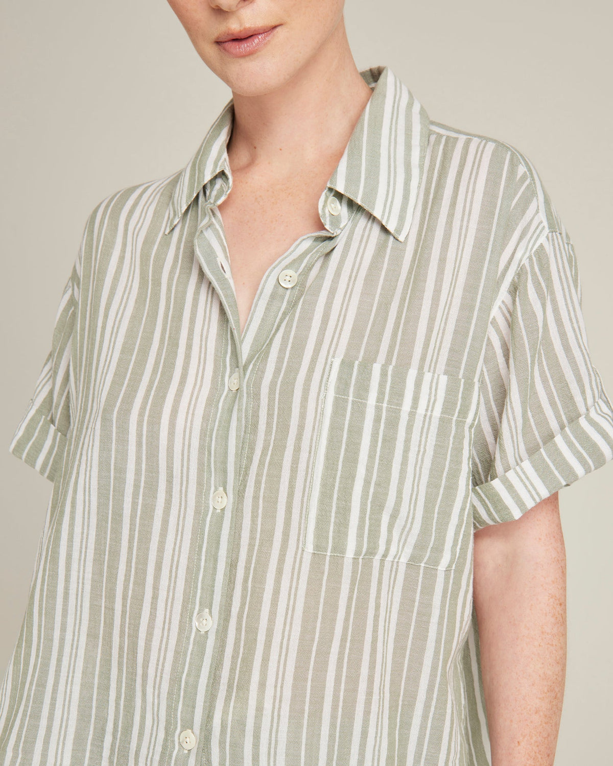 Short Sleeve Shirt / Sage Stripe