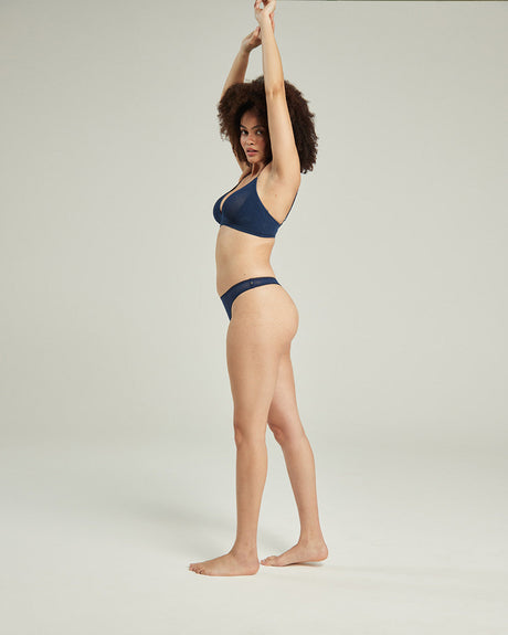 Lot de 3 strings minimalistes / Bleu marine