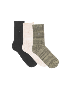 Socks 3 Pack / Black/Oatmeal/Sage